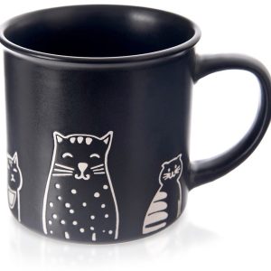 Orion Serie - Zwarte Keramische Mok - 500 ml - Katten Decor