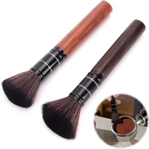 Reinigingsborstel - Reinigingsborstel voor koffiemachines - Barista-borstel - Barista Filterhouderborstels - 2x Duurzame Borstels - Houten Handvat Koffieborstel - Perfect voor Koffiemolen - Barista Accessoires - Thuis Zwart Bruin