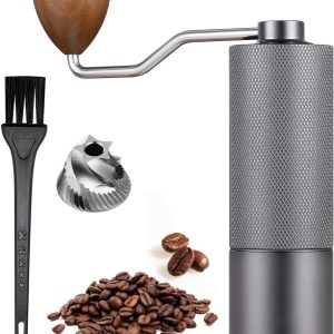 Universele handmatige koffiemolen - Capaciteit 25 g - Roestvrij staal - Houten handgreep - Verstelbare interne instellingen - Dubbele kogellagers - Geschikt voor espresso tot French Press - Koffiebonen malen - Zwart