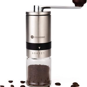Vienesso - Handmatige koffiemolen met keramische maalstenen - de perfecte espressomolen met 6 maalstanden -