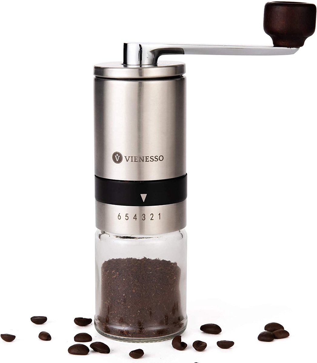 Vienesso - Handmatige koffiemolen met keramische maalstenen - de perfecte espressomolen met 6 maalstanden -