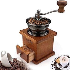Vintage handmatige koffiemolen - met keramische conische braam - draagbaar handkoffiezetapparaat - vlaskleurig