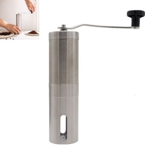 1 stuk - Handmatige koffiemolen van roestvrij staal - handmolen met keramische braam - voor filterkoffie, espresso - 17.5×4.8×4.8cm - zilver