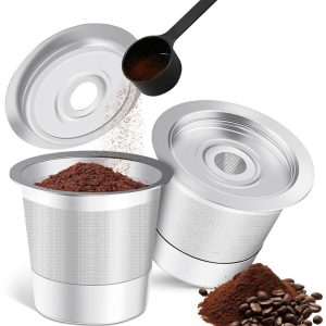 2 Stuks Herbruikbare K-Cups en Koffiepads - Geschikt voor Ninja Kuerig Koffiezetapparaat - K-Pod Filters van Roestvrij Staal - Koffiezetapparaat Cups - Met Koffielepel