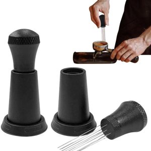 2 stuks Koffiepoeder naald - 10-naalds 0,4 mm fijn roerwerk - Espresso-roerder - Accessoires voor koffieapparatuur - 4,5 * 9,5 cm - Voor barista-espressomachines - Zwart