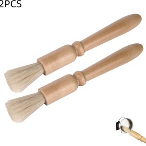 2 stuks - Reinigingsborstel voor koffiemolen - houten handvat en natuurlijke haren - houten stofborstel voor espresso - voor koffiemolens, barista's en thuiskeuken - 19×1cm