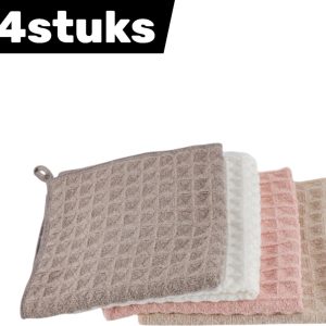 4stuks - Koffiereinigingsdoeken - Nat & Droog 2-in-1 - Met koord - Superabsorberend - Pluisvrij - Geschikt voor espressomachines en keukens - Wafelpatroon - Gemengde kleuren