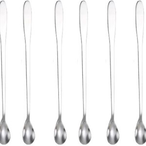 6 stuks Lepel - Latte Macchiato Lepel - 22 cm lange steel - Lange steel - IJslepel van roestvrij staal - Perfect voor ijskoffie, ijsthee, milkshakes, sundaes en koude dranken