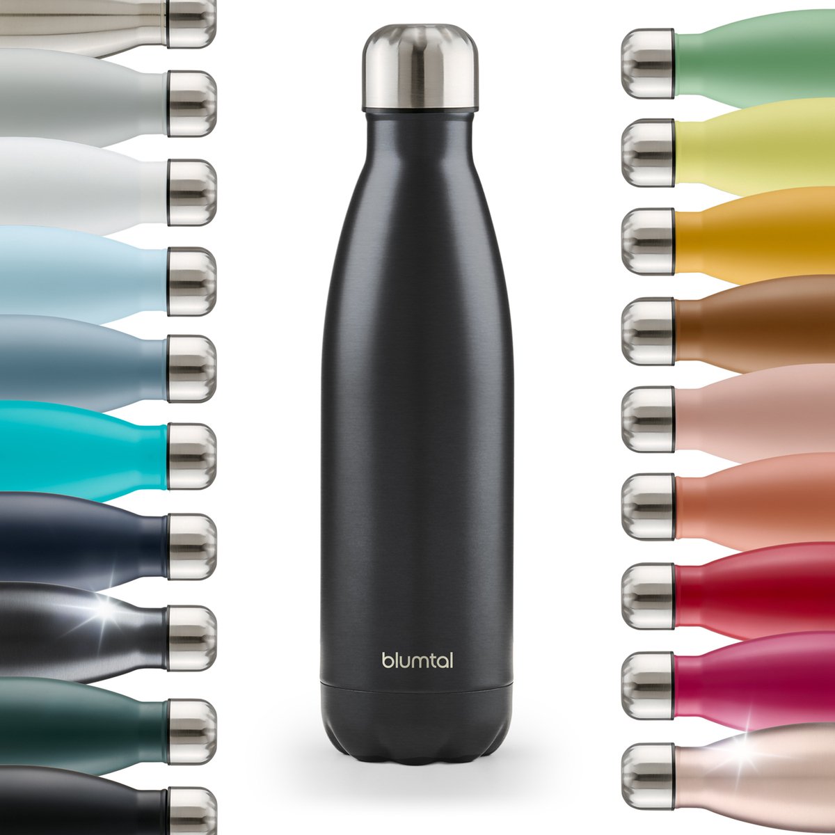 Blumtal Thermosfles - Met dubbele wand - Thermosbeker Koffie, Thee en Koele dranken - Travel Mug - 500ml - Black Metallic