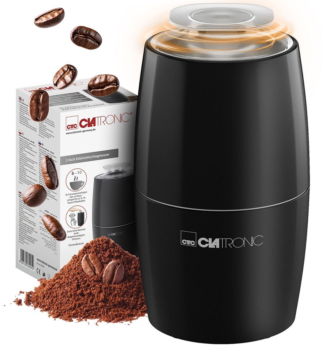 Clatronic KSW 3806 - Koffiemolen - Zwart -Slagmessen
