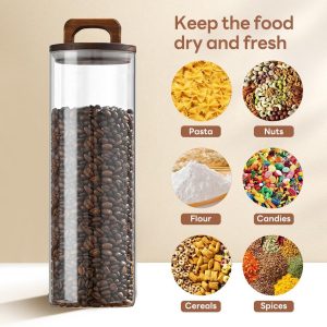 Crrynuo Koffieblik - Koffiebus - Koffie Bewaarbus - Bewaarbus Koffie - Voorraadpotten - Luchtdichte Koffiebonen Opslag Pot van Borosilicaatglas - 1.8L