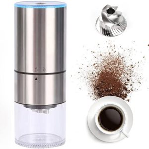 Elektrische koffiemolen, oplaadbare mini-koffiemolen met meervoudige maalstand, koffiemolen, kruidenmolen voor kruiden, noten, kruidenmolen (zilver)