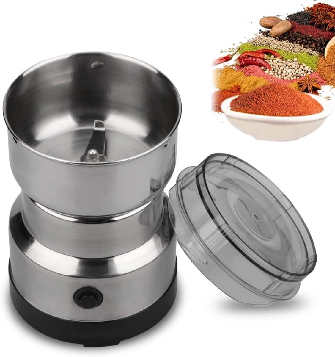 Graanmolen - Elektrische graanmolen - 300ml - Koffiemolen - Specerijenmolen - Multifunctionele Slijpmachine - Voor Granen Noten Bonen Kruiden Bonen - Keuken Accesoire - Zilver