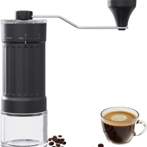 Handmatig aangedreven koffiezetapparaat - koffiemolen - koffiebonenmolen - handmatig - koffieapparatuur - externe afstelling - draagbare molen - geschikt voor het malen van koffie - zwart - 17*5,8*19 cm