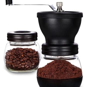 Handmatige Koffiemolen - Keramisch - 2 Glazen Potten - Voor Espresso, French Press & Drip