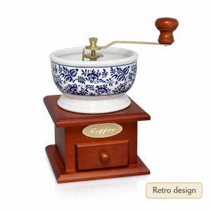 Handmatige Koffiemolen - Retro Design - Keramische Maalschijf - Houten Koffiemolen - 12 x 12 x 21 cm