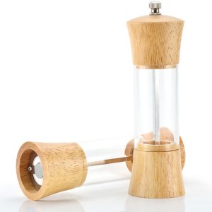 Handmatige Kruidenmolen Set - Acryl Zout En Peper Molens - 8 Inch - 2-Pack - Houten Schudders - Koffiemaker Voor Onderweg - Kruidenmolen - Koffiemolen Handmatig - Verstelbare Keramische Kern - Voor Keuken - Huisgebruik - Tafeldekking