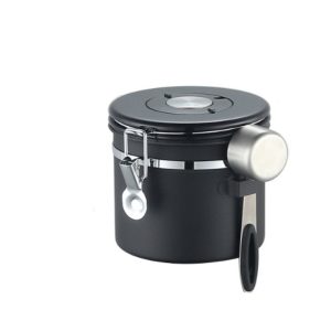 Koffie Bewaarbus - 1200 ML - Koffie Bus - koffieblikbewaarblik - luchtdichte voorraadpot- RVS - met maatlepel en datumwiel - voor Thee Meel,Suiker,Koffiebonen,Melkpoeder, enz. - zwart