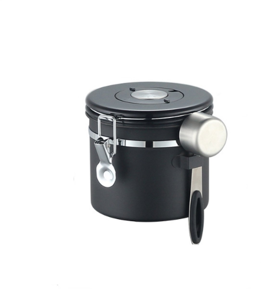 Koffie Bewaarbus - 1200 ML - Koffie Bus - koffieblikbewaarblik - luchtdichte voorraadpot- RVS - met maatlepel en datumwiel - voor Thee Meel,Suiker,Koffiebonen,Melkpoeder, enz. - zwart