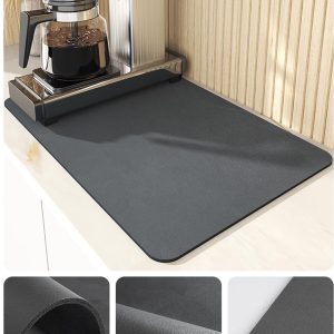 Koffie-afdruipmat - Afdruipmat voor op het aanrecht - Koffiemachinemat - Onbreekbare koffiemat - 40x50 cm - Waterdichte rubberen onderkant - Geschikt voor koffiezetapparaten, espressomachines, koffiekannen en afwasrekken - Grijs