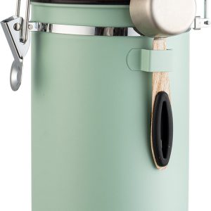 Koffieblik - Koffiebus - 1.8L - Koffieblikbewaarblik - Koffie Bewaarbus - Luchtdicht Koffieblik met CO2 Uitlaat - Houtnerf - Voor Koffie, Koffiebonen, Thee, Suiker, etc. - CO² Ventilatie - Bewaarblik - RVS