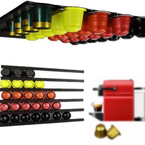 Koffiecaps Houder - Set van 6 - DIY Koffie Pad Houder - 30cm - Houdt 30~40 Capsules - Geschikt voor Nespresso K-cup Caffitaly - Wandmontage of Onder Kasten