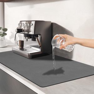 Koffiemat - Diatomeeën moddermat - Afwasmat - Verbergt vlekken met rubberen achterkant - Waterabsorberend - Geschikt voor koffiezetapparaten, koffiepotten, espressomachines, afwasrekken - Grijs