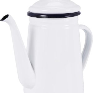 Koffiepot - Theepot - Emailcoating Acid Bestendig En Geschikt Voor Gas En Inductie - 1 Stuk - Voor Thuis En Café - Wit