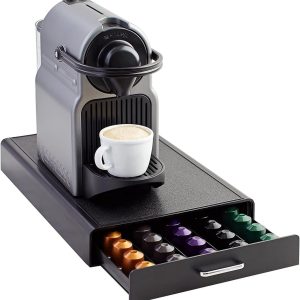 Ladebox voor het opbergen van Nespresso Originalline koffiecapsules, kunststof, inhoud: 50 capsules, belastbaarheid 4,5 kg, zwart