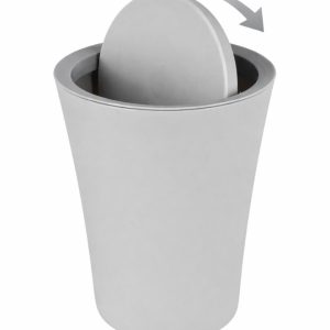 Mini Prullenbak - Afvalbakje met Deksel - Kleine mini prullenbak voor het Aanrecht, Bureau - Prullebakje Rond - Grijs