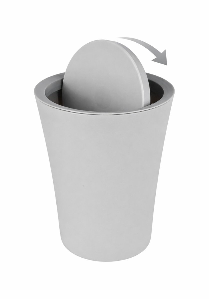 Mini Prullenbak - Afvalbakje met Deksel - Kleine mini prullenbak voor het Aanrecht, Bureau - Prullebakje Rond - Grijs