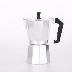 Mokapot met een inhoud van 9 kopjes, aluminium behuizing, een klassieke espressomachine voor thuisgebruik en op de camping.