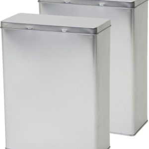Opbergblik - 2x - zilver - 19x9x25 cm - voorraadblikken - voorraadbussen - - 3.8 liter - bewaarblik