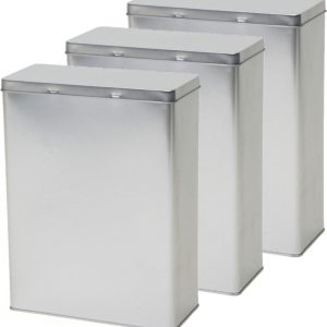 Opbergblik - 5x - zilver - 19x9x25 cm - voorraadblikken - voorraadbussen - - 3.8 liter - bewaarblik