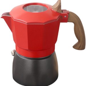 Rode Moka Pot Cubaanse koffiemaker, geschikt voor gas- of elektrische kookplaten. Klassieke Italiaanse koffiemaker, espressomachine voor op het fornuis, campingpot, maakt 2 espressokopjes.