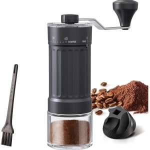 Verstelbare handmatige koffiemolen geschikt voor buiten - voorzien van een zeer nauwkeurig keramisch conisch mechanisme - 40 instelniveaus - geschikt voor AeroPress, pour-over en mokapotten.