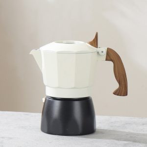 Witte Cubaanse mokapot, geschikt voor gas- of elektrische kookplaten. Klassieke Italiaanse koffiezetter, espressomachine voor op het fornuis, campingpot, maakt 2 espressokopjes.