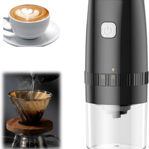 koffiemolen electrisch - koffiemolen - Elektrische koffiemolen - Draagbare peper- en zoutmolen - Instelbare grofheid - Uitgerust met automatische USB-oplading - Voor gebruik in de keuken, barbecue en eetkamer (zwart - 19*8cm)