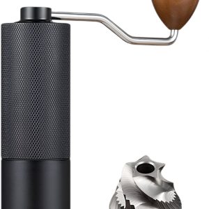 longziming Handmatige Koffiemolen - Verstelbare Burr Grinder - Hoogwaardige Precisie - Koffiemaler - Voor Espresso en Pour Over - Houten handvat - Zwart