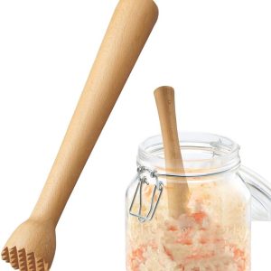 longziming -Houten Cocktailstamper van Beukenhout - Perfect voor Mojito, Ijskoffie en Thee - Duurzame Muddler voor Bar, Café en Thuis - Ideaal voor het Fijnstampen van IJs en Kruiden