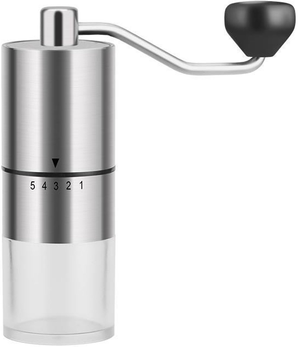 1 Handmatige koffiemolen van roestvrij staal/zwart plastic/wit plastic met conische maalschijf - Snelle en draagbare espresso- en koffiemaker, perfect Geschikt voor kamperen, reizen en kantoorgebruik