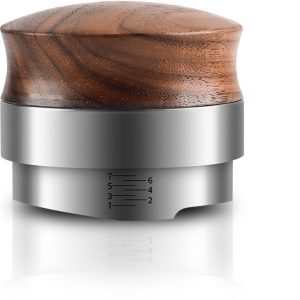 58 mm Espresso-koffiedistributeur - Walnotenhouten handvat, met kalibratiemarkeringen - Roestvrijstalen koffienivelleerder, Geschikt voor espressomachines