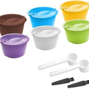 6 stuks herbruikbare koffiepads, herbruikbare koffiecapsules Geschikt Geschikt voor , herbruikbaar, koffiecapsules Geschikt Geschikt voor navulbaar, milieuvriendelijk (2 x reinigingsborstel + 2 x maatlepel + PDF)