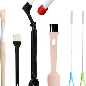 7-delige Espresso Machine Reiniging Borstel Set, Afneembare Kop Koffie Grinder Borstel met Nylon Borstels, Inclusief Plastic Lepel en 2 Stoomstaf Reiniging Tool voor Barista Onderhoud
