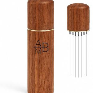 Adore Maison Barista Koffie Verdeler - Lichtbruin - Espresso distributeur - Espresso Verdeler - Koffie Distributeur - Coffee Distributor - Accessoires voor Espressomachines - Luxe Houten Design met Gouden Rand - Perfecte Espresso Puck Distributie