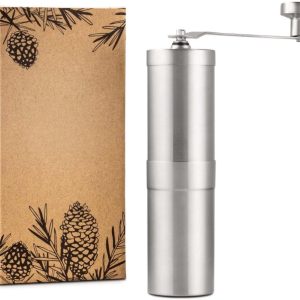 Aurixi® Coffee Grinder - Coffee Molen - Koffie Grinder - 35 Gram - Zilver - 5cm x 5cm x 18cm