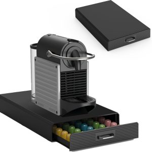 BRASQ Capsulehouder voor Nespresso Capsules - Opbergbox met Lade - 50 Cups - Koffiecups houder Zwart