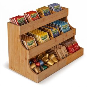BUDDLEY Theedoos 12 vaks - Thee Organizer - Bamboe - Theehouder - Theebox - Thee organiser - Display - Rekje - Thee Houder Hout - Theedozen - Theekist - Theezak organiser - Theezakjes box - Houten - Thee doos - 12 vakken - Rek - Kantoor - Tea -Staand