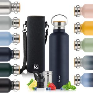 Blumtal Thermos bottle 500 ml - Double-walled Thermos bottle - Drinking bottle - BPA Free - Tea bottle - Thermos - Dark Ocean Blue