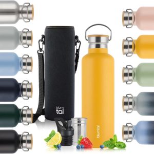 Blumtal Thermos bottle 500 ml - Double-walled Thermos bottle - Drinking bottle - BPA Free - Tea bottle - Thermos - Hipster Yellow